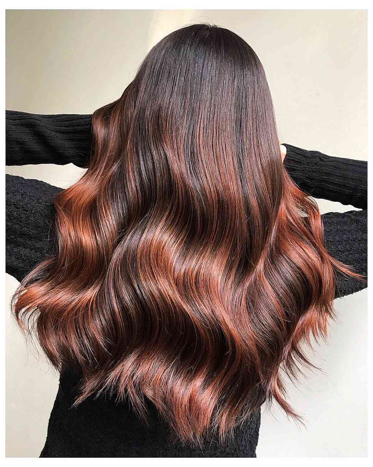 Copper Highlights and Red Balayage Hair