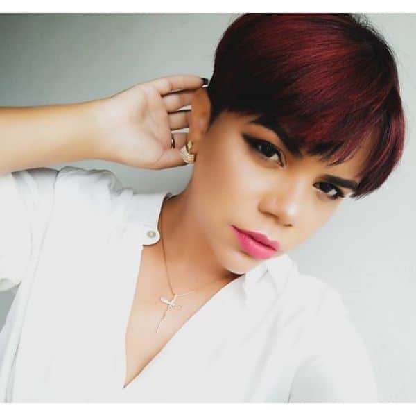  Crimson Red Short Pixie Cut