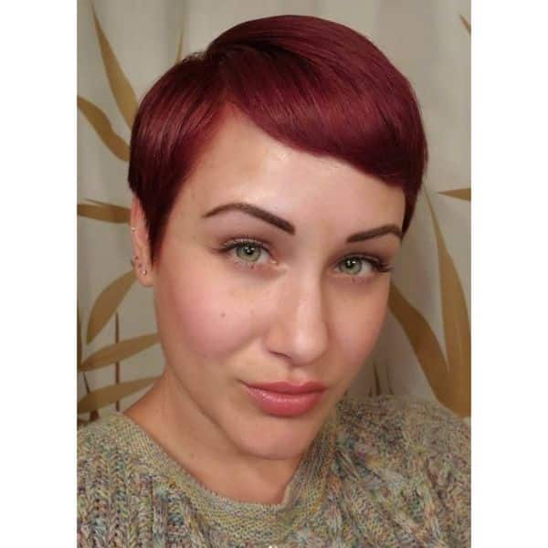 Crimson Red Straight Pixie Cut cute hairstyles for short hair