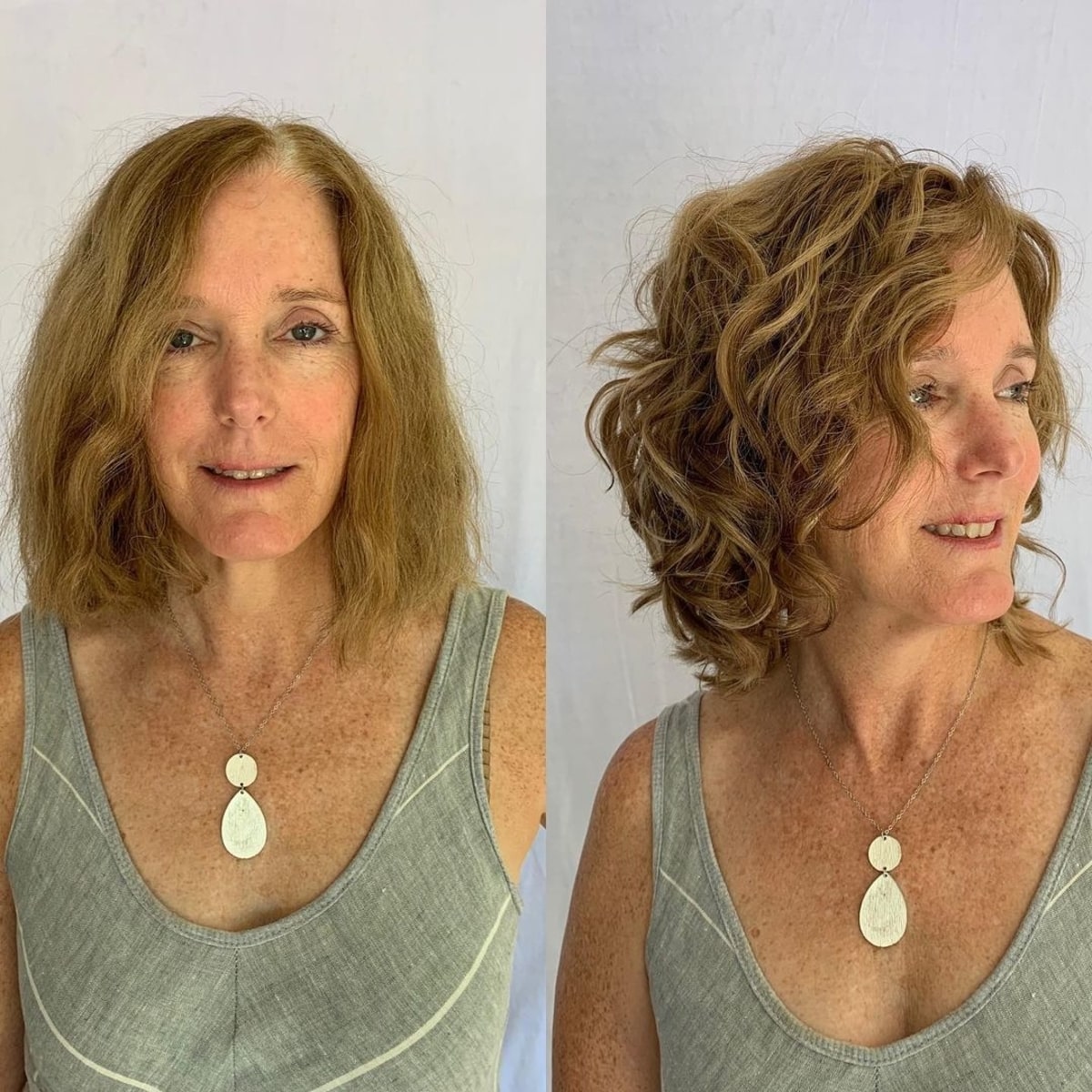 Curly blonde hair for older women