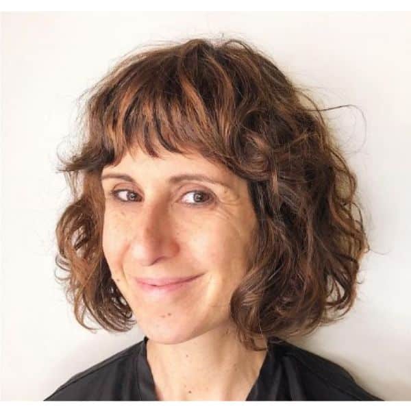 Curly Bob With Straight Bangs