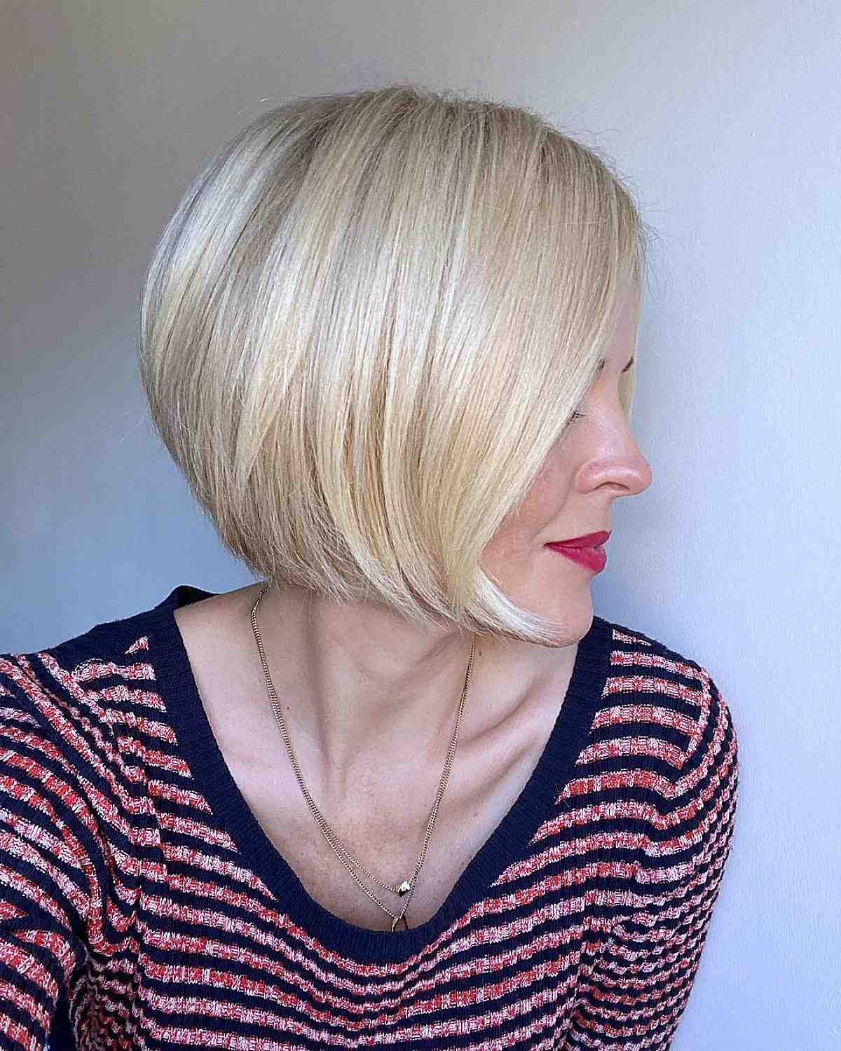 cute short bob with light ash blonde color