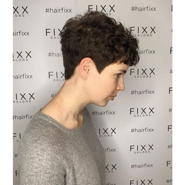 Cute Short Pixie Hairstyle With Curly Top