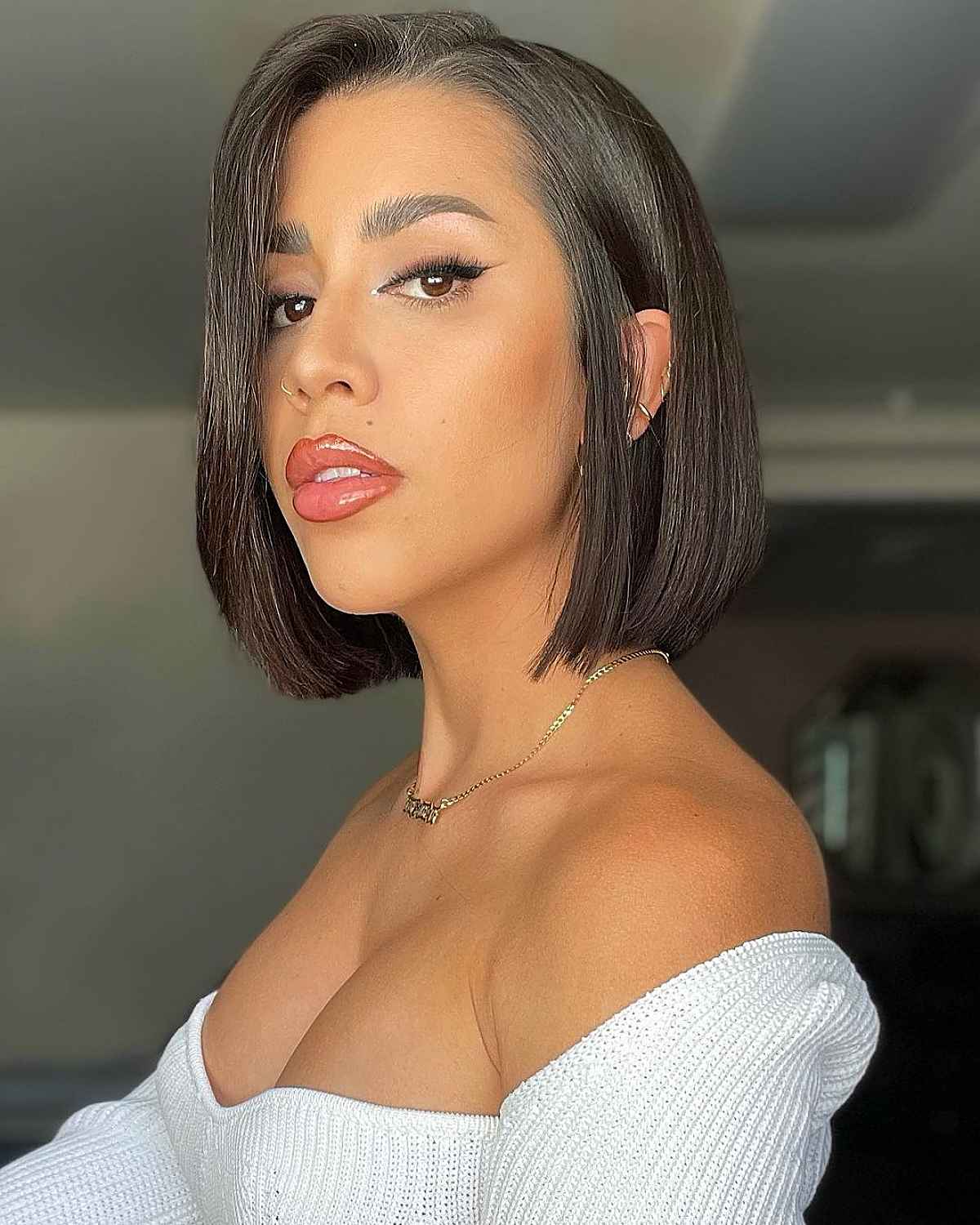 cute sleek bob with a side part