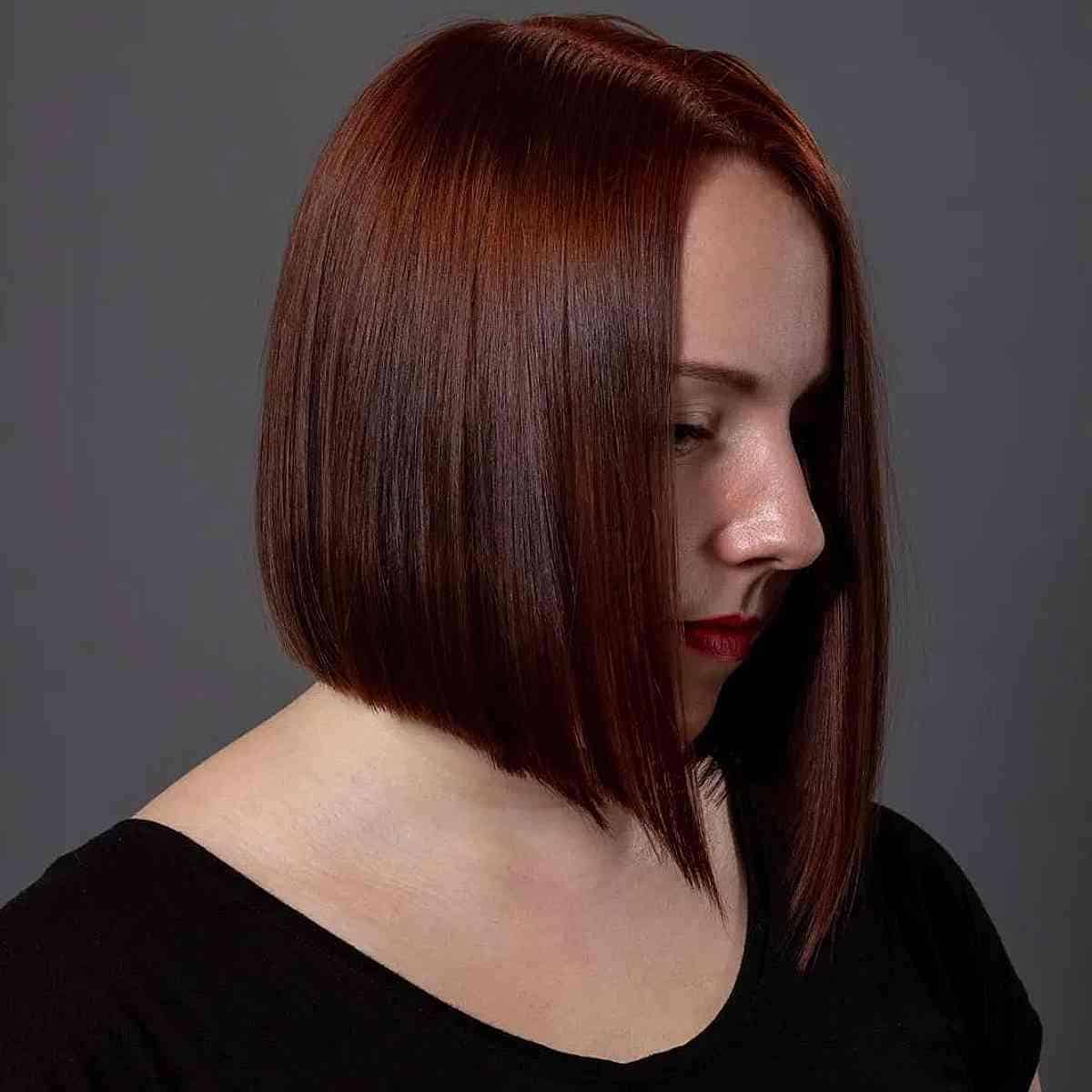 Dark Auburn on a Short A-Line Bob