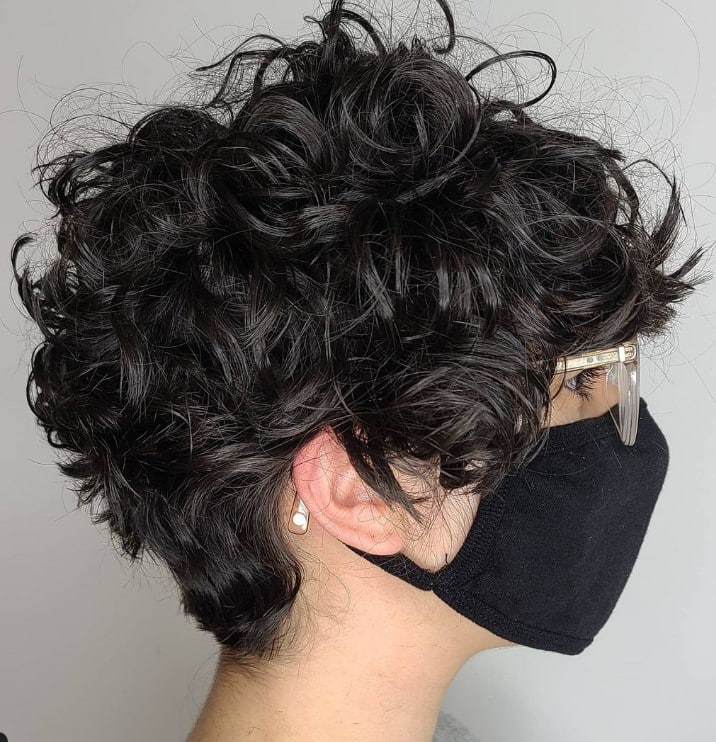 Dark Curly Pixie Hairstyles For Women