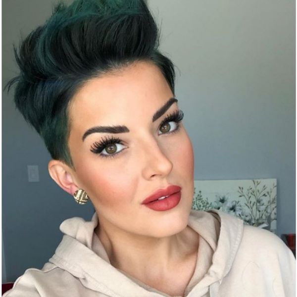 Dark Green Undercut Hairstyle with Shaved Sides