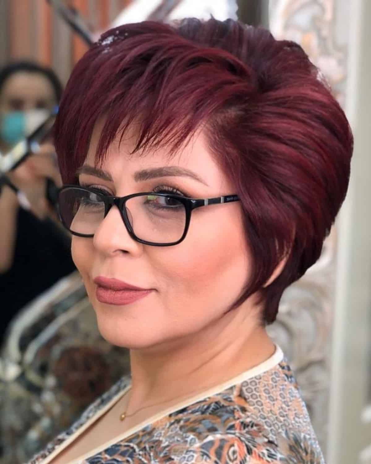 Dark red brown hair for older women