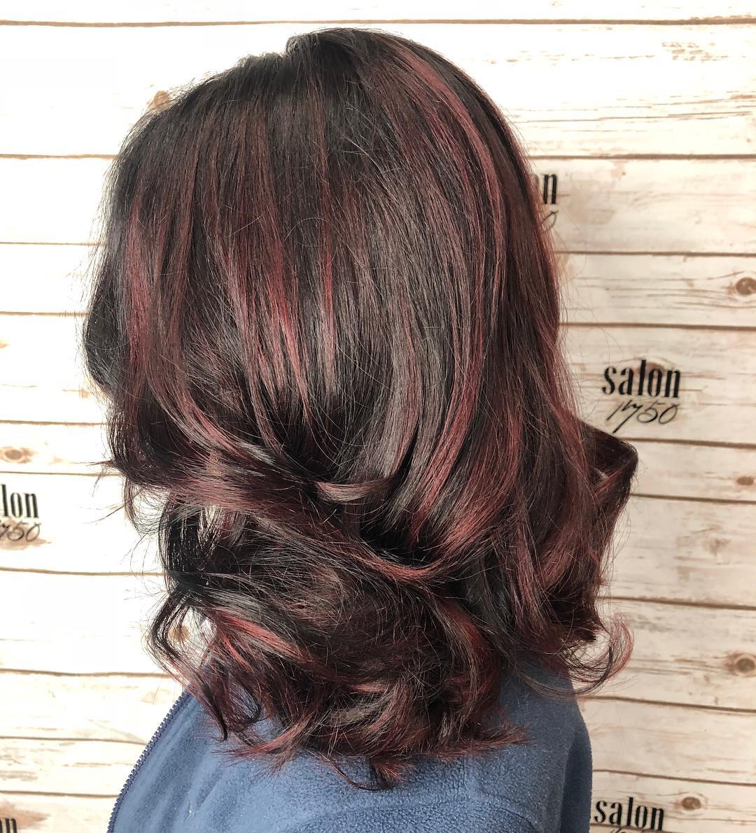 Dark Red Hair with Highlights