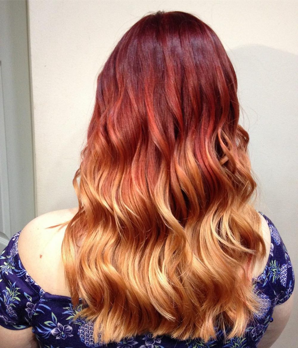 Dark Red to Fiery Strawberry Blonde Ombre