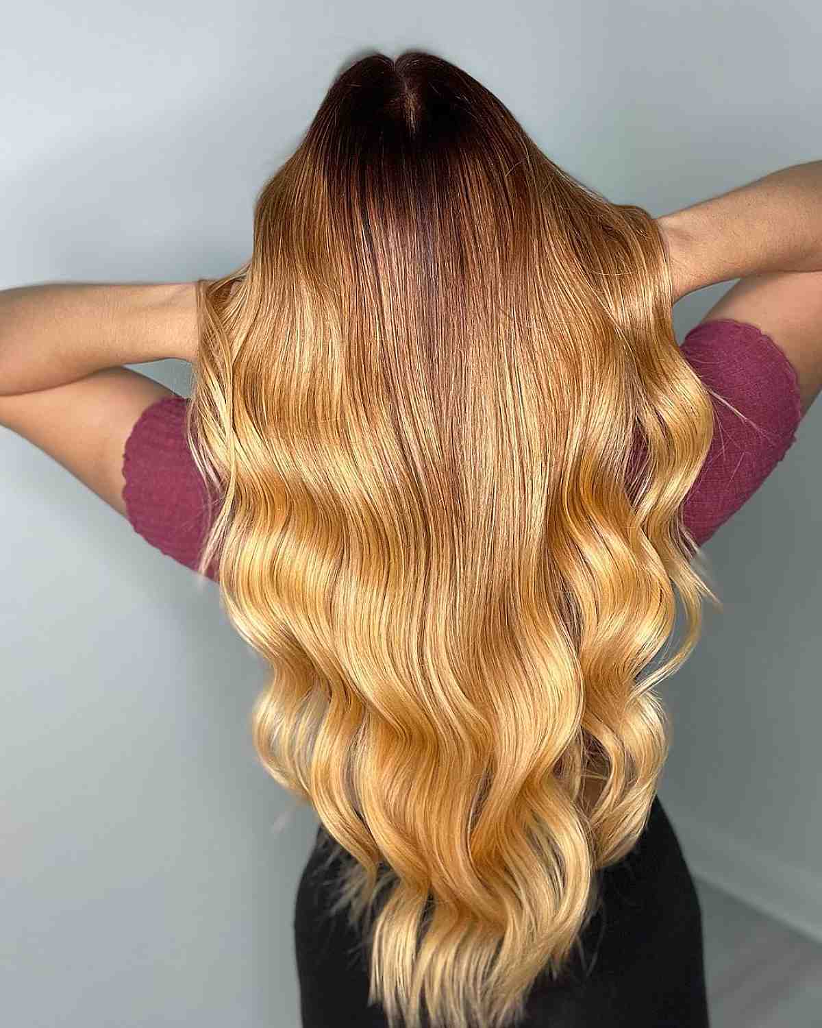 dark to light ombre on long hair