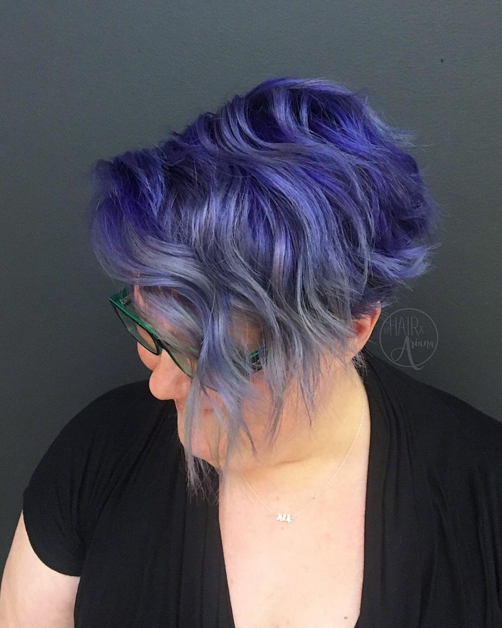 Dark to Light Purple Ombre on a Short Pixie