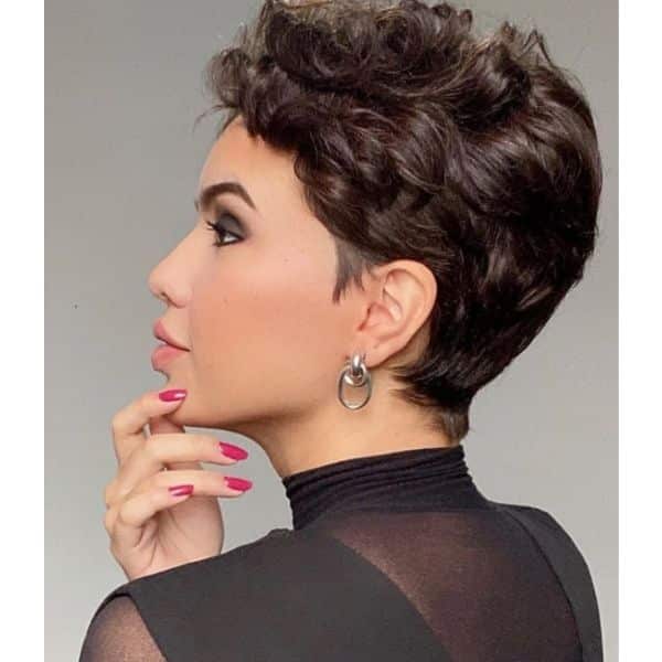  Dark Voluminous Pixie Cut