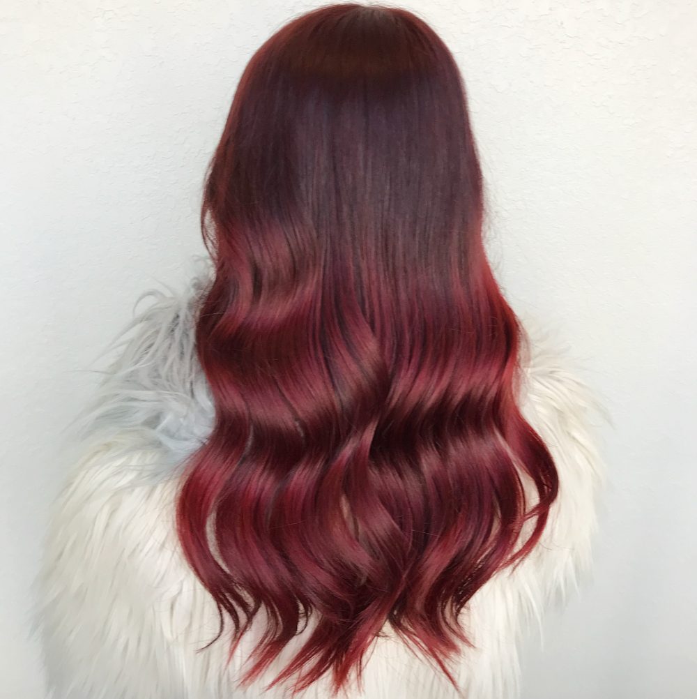 Deep Cherry to Medium Red Long Ombre 