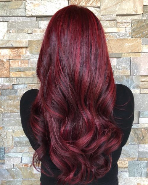 Deep Red Hair with Highlights