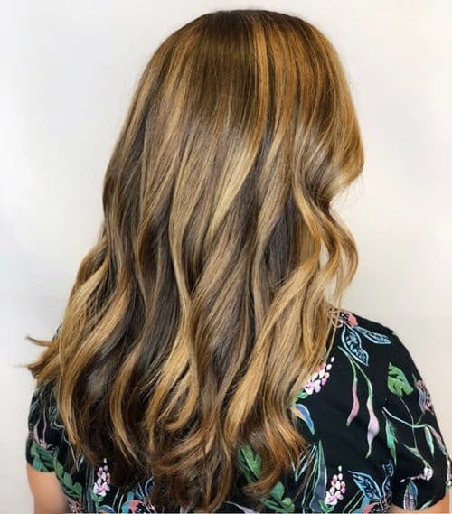 Dimensional Caramel Brown Balayage on Long Hair