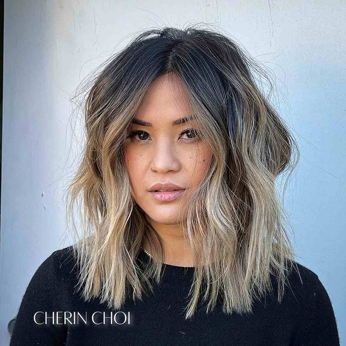 Dimensional Mid-Length Brown to Blonde Ombre