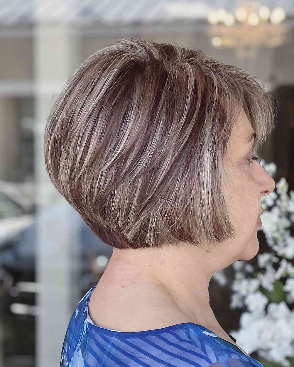 Dimensional Short Round Bob for Women Over 50