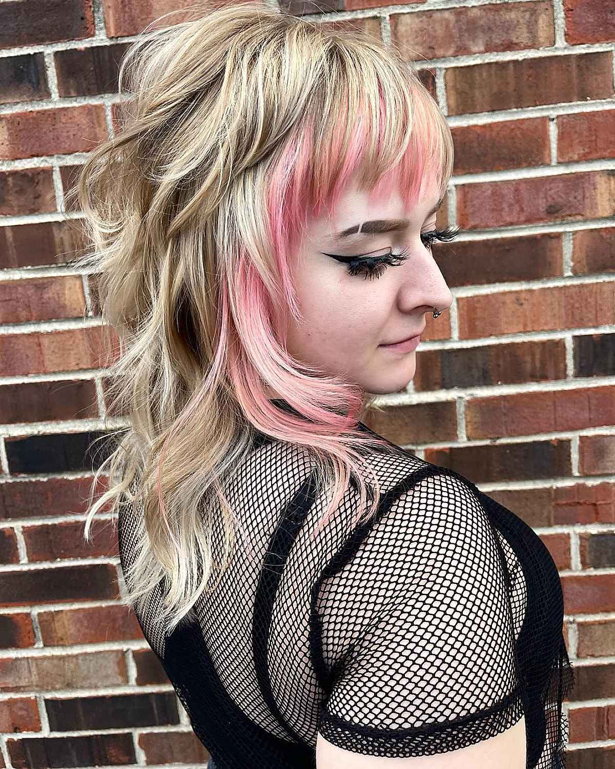 Dimensional Wolf Hair with Pink Highlights