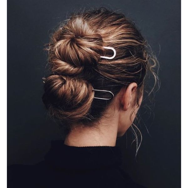  Double Buns with French Pin Updo