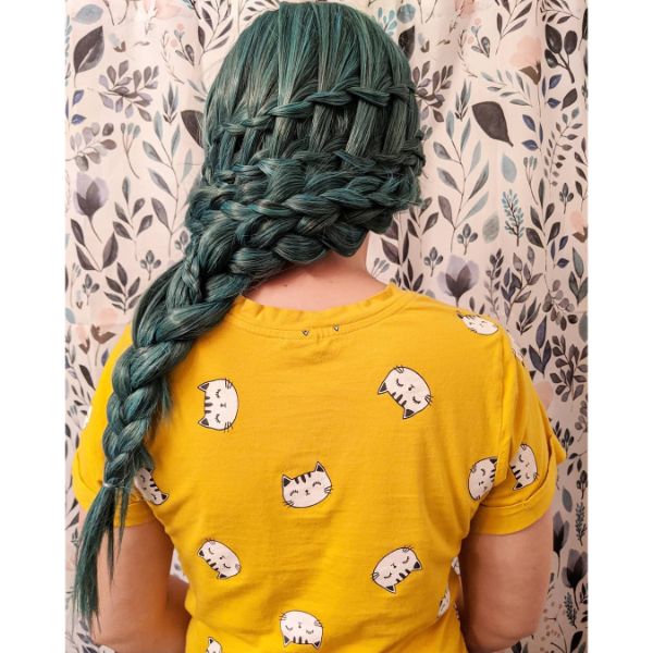 Double waterfall With A Side Dutch Braid with 2 Three Strand Braids Twisted in