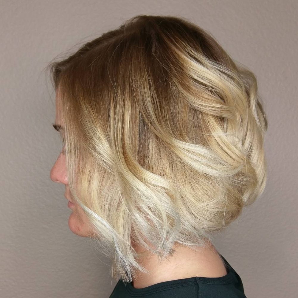 Dramatic Brown to White Champagne Ombre on neck-length hair