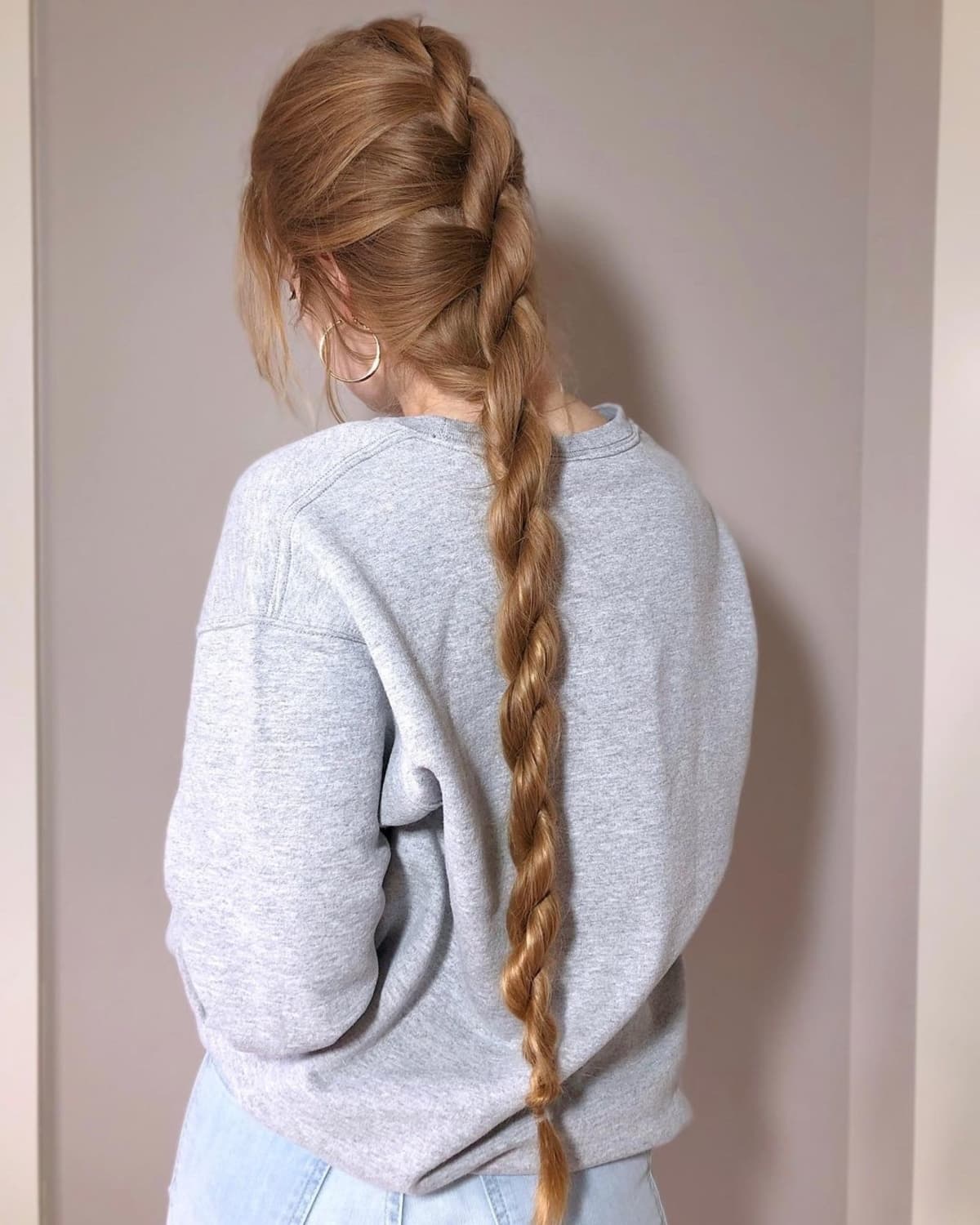 Easy rope braid ponytail for long straight hair