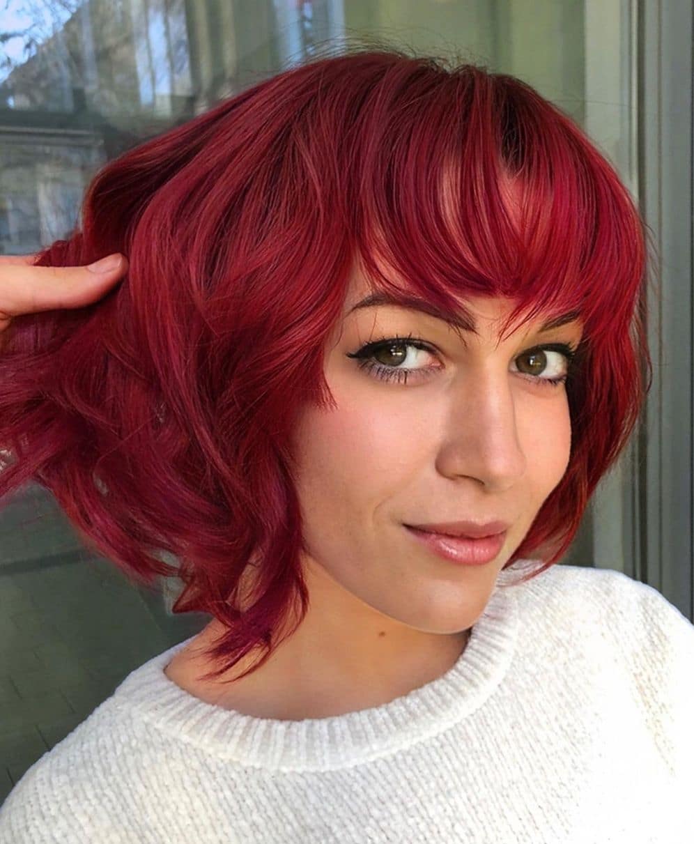 Edgy Dark Red Bob Hairstyle