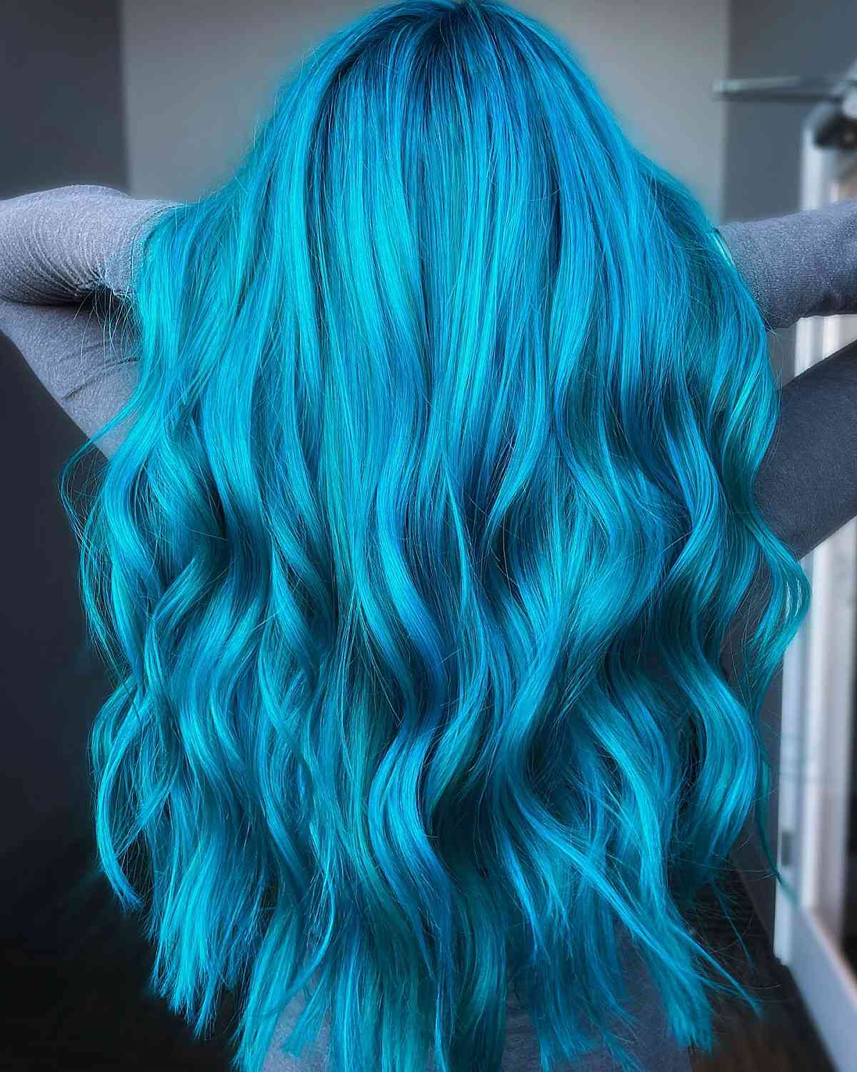 electric blue balayage hair