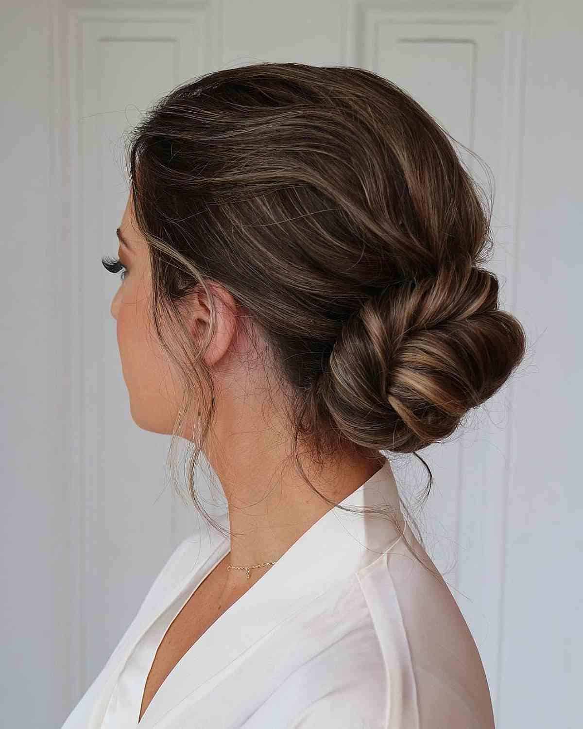 Elegant Twisted Bun Idea for a Wedding