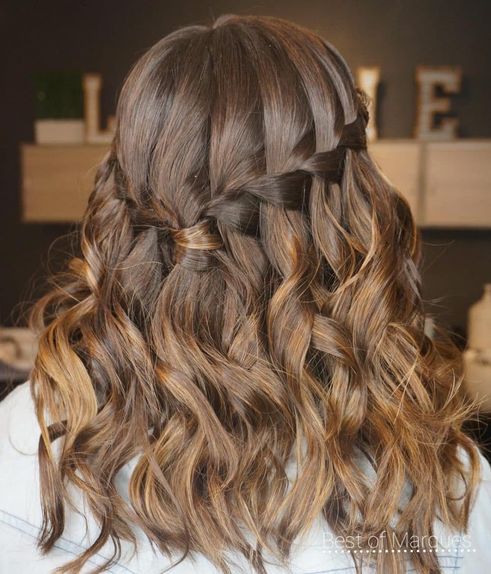 Elegant Waterfall Braid on Medium Hair