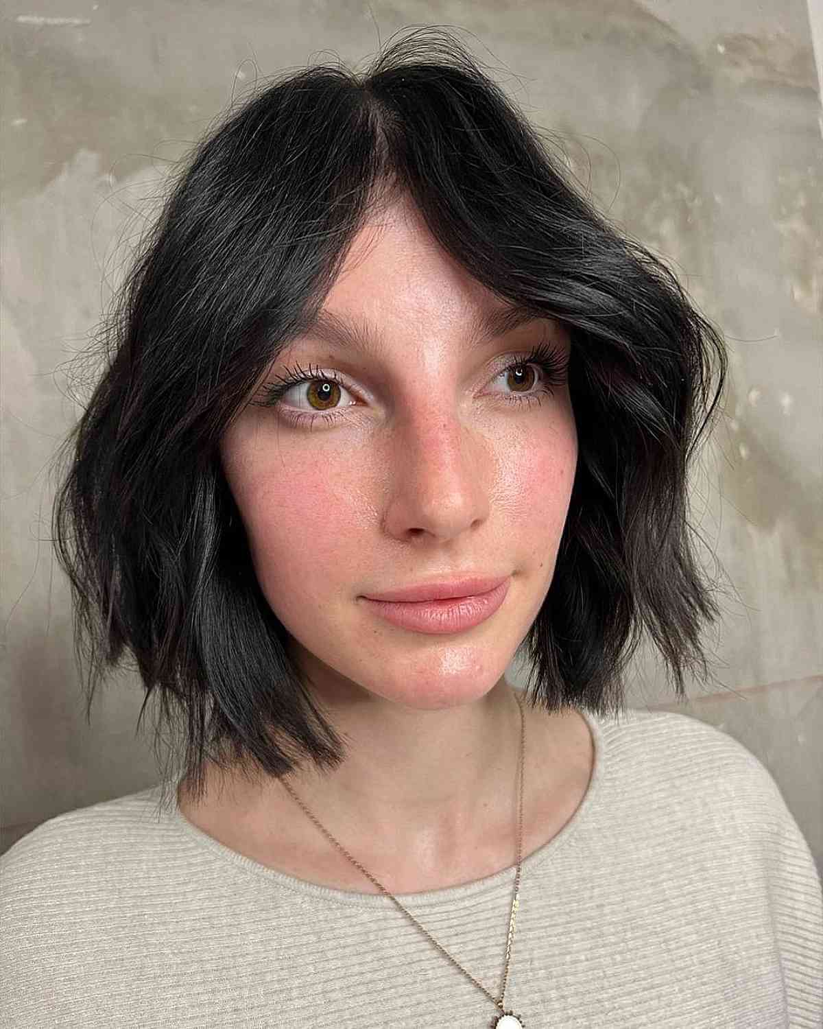 Face-Framing Soft Choppy Blunt Bob at Chin-Length