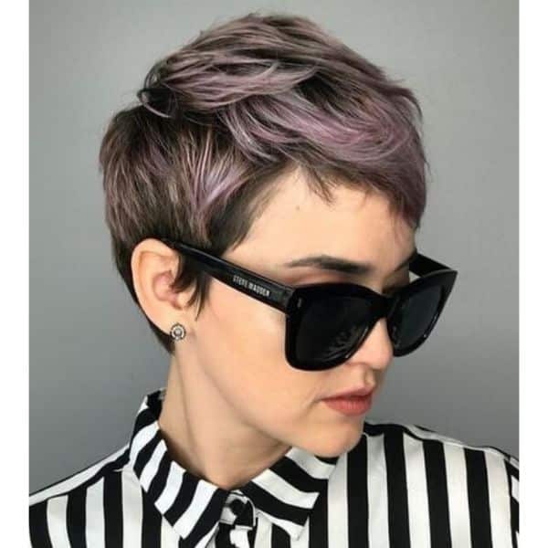 Faded Lavender Hued Pixie Hairstyle