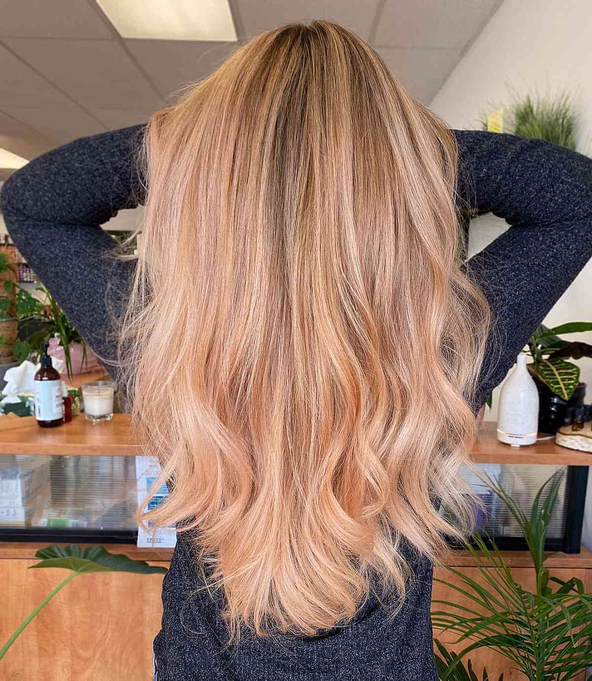 Faded Strawberry Blonde with Shadow Roots