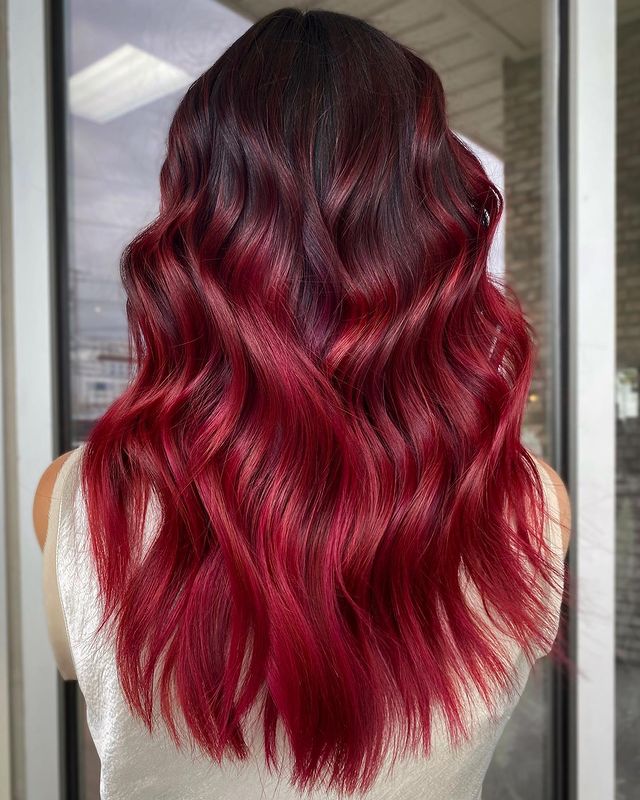 Fantastic Dark Red Ombre Balayage