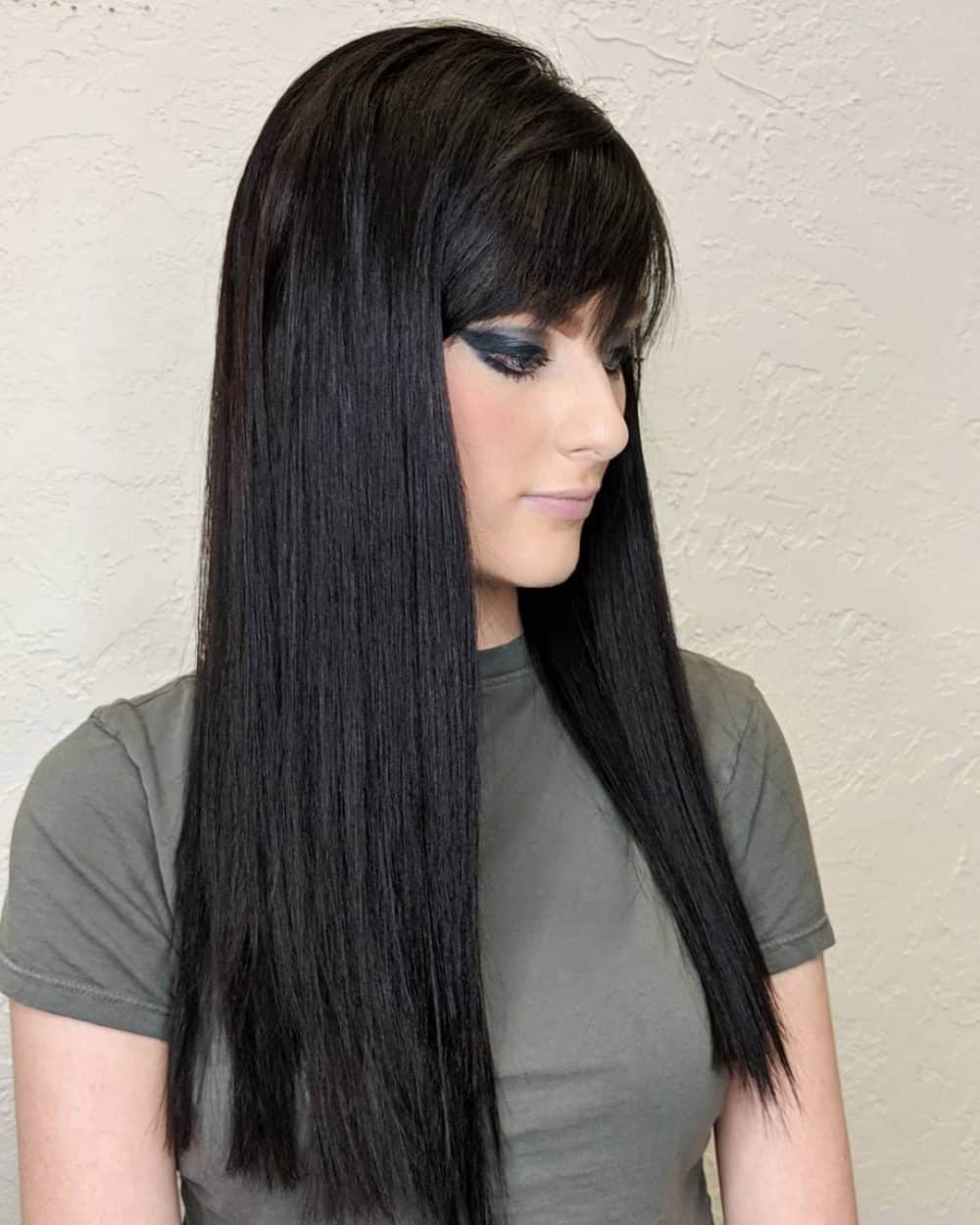 Fantastically Long Choppy Hair with Side Bangs