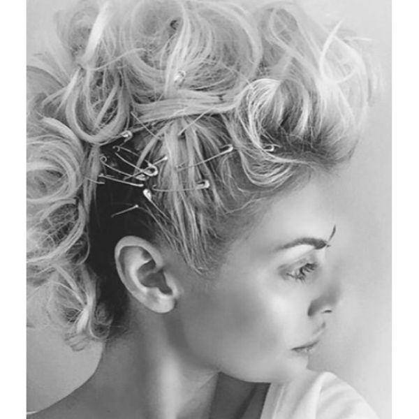 Faux Hawk with Safety Pins Updo