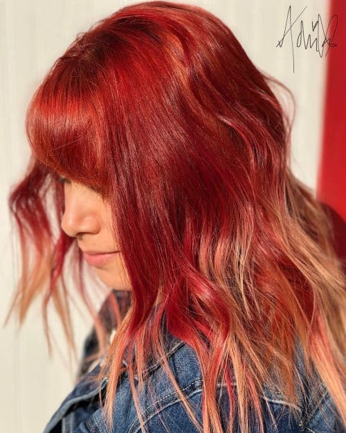 Fire Engine Red with Blonde Highlights