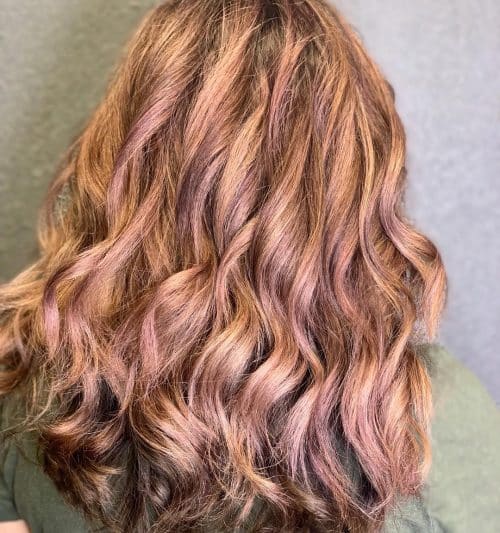 Flirty Dark Blonde with Dark Rose Gold Highlights