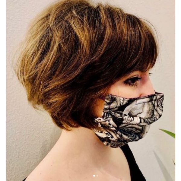 French Razor Cut Curly Bob With Baby Bangs Hair