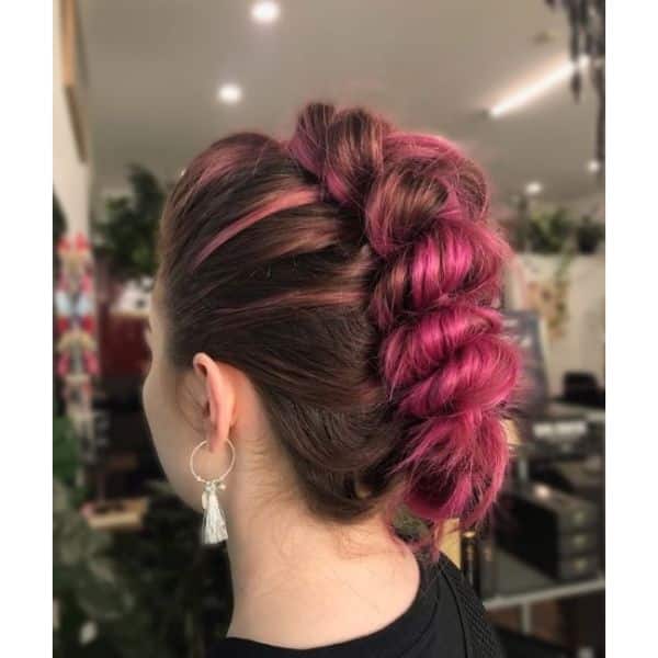 Funky Faux Braid Updo for Fuchsia Hair