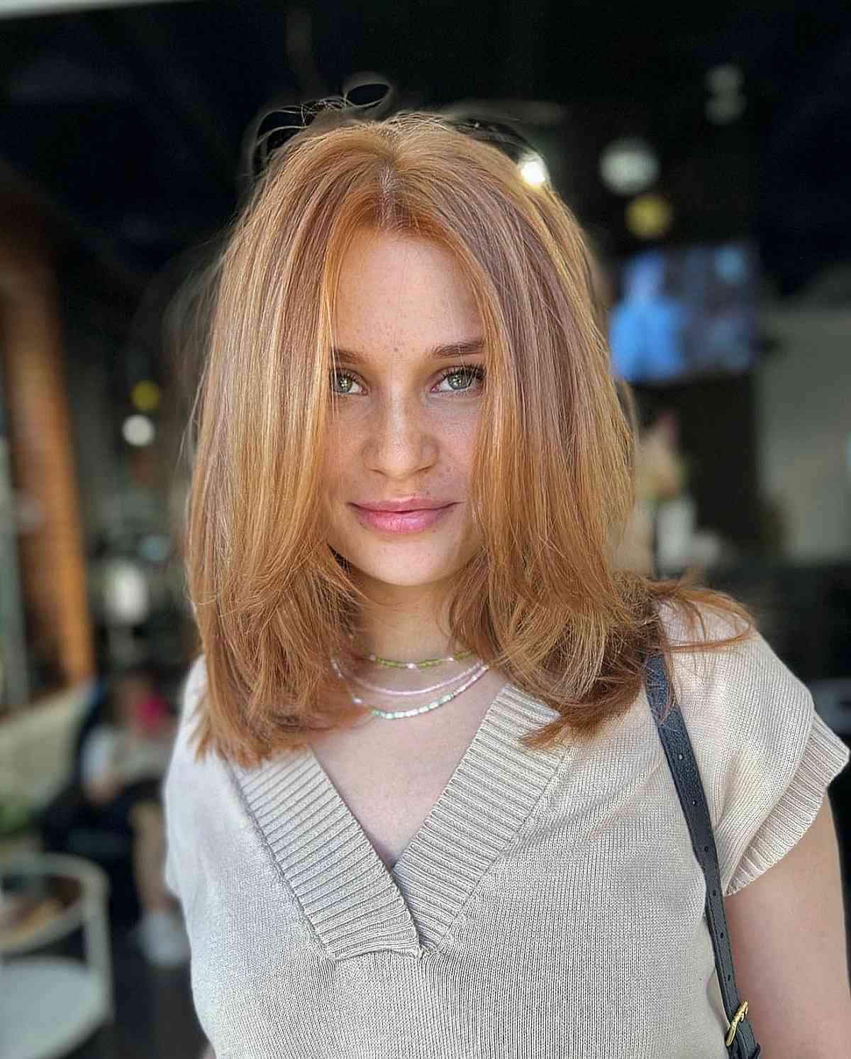 Ginger Mid-Length Layered Hair