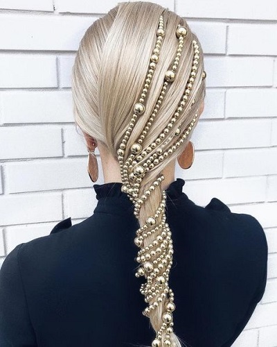 Glam Ponytail with Beaded Detail