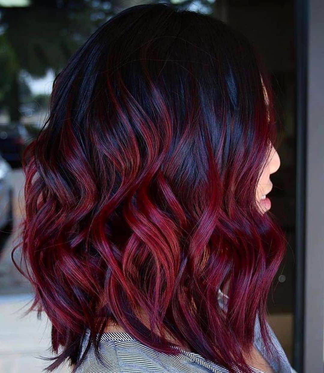 Gorgeous Dark Red Hair with Black Roots