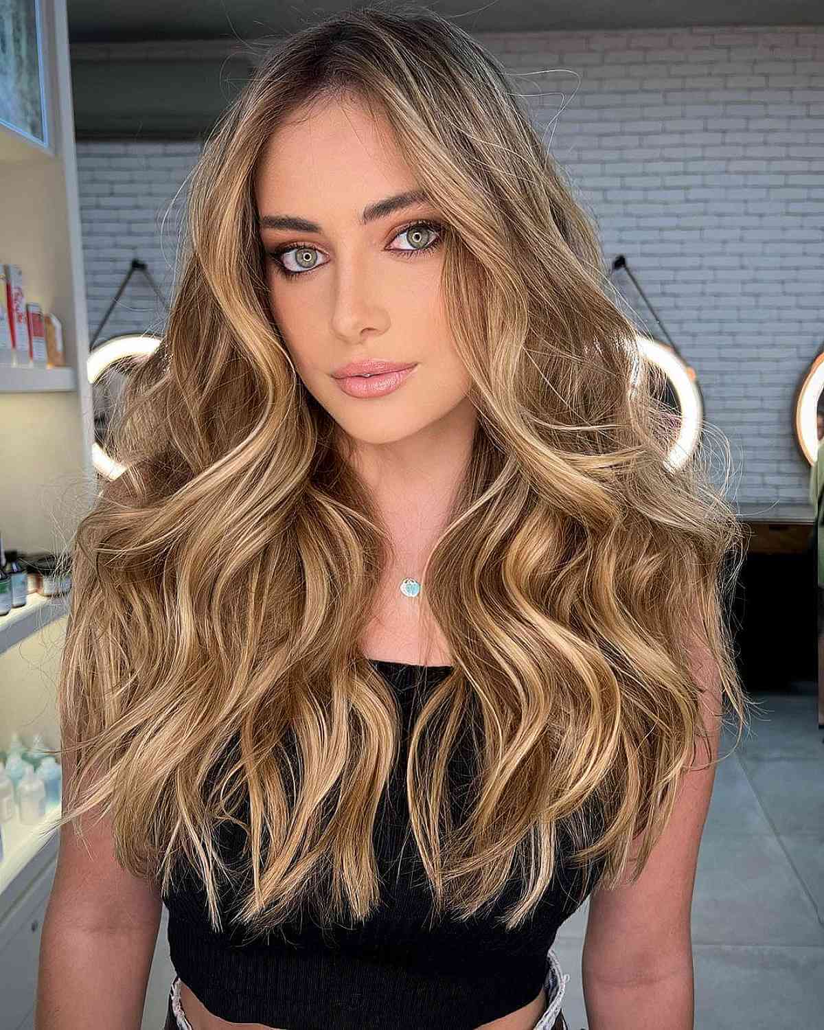 Gorgeous Long Honey Blonde Highlighted Waves