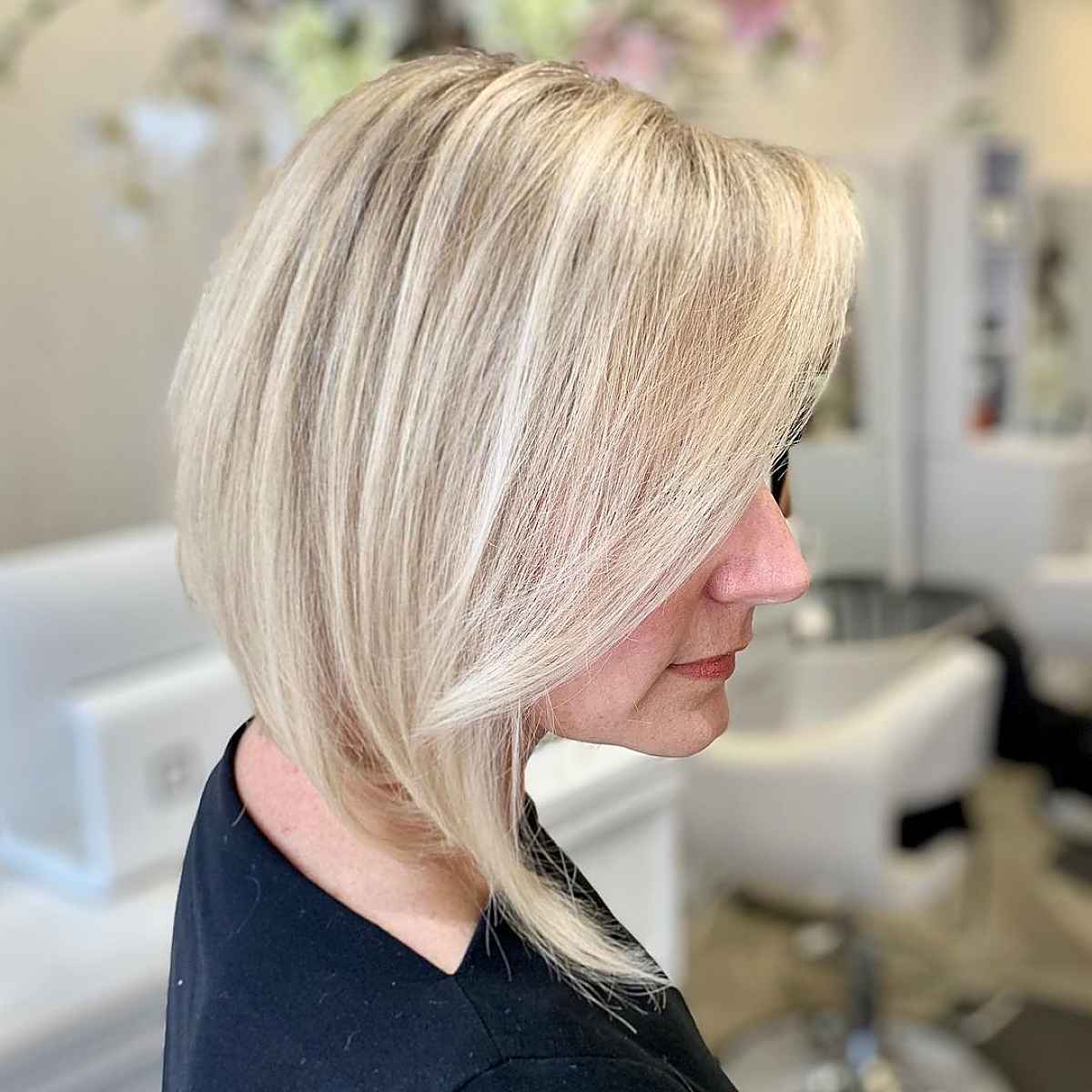 Graduated Layered Bob With Deep Side Part