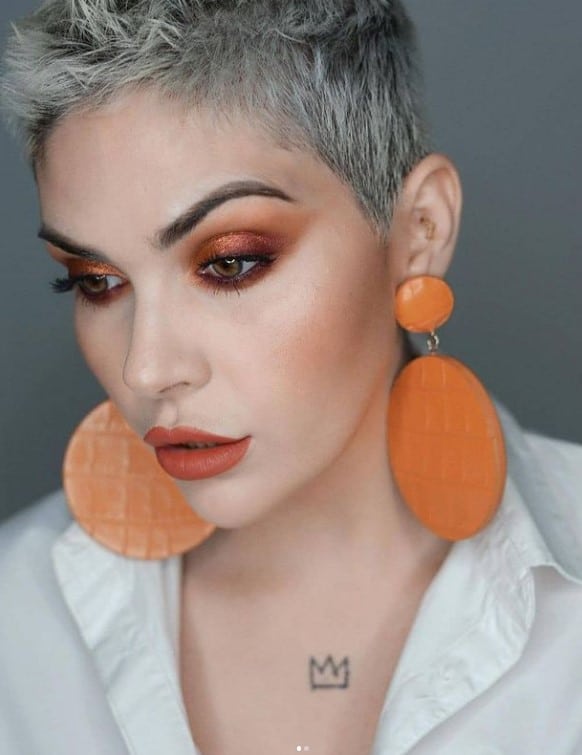 Gray Cropped Pixie With Spiky Top