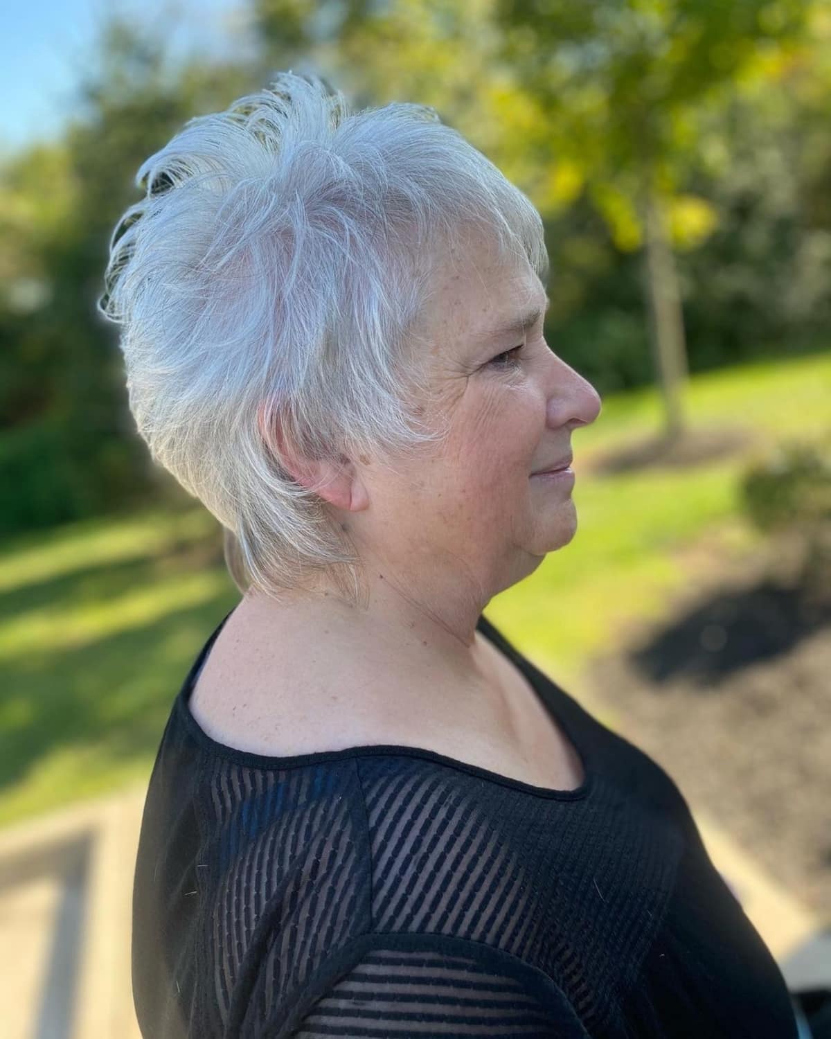Grey pixie with layers for women over 60