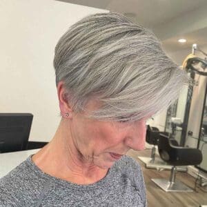 Grey Pixie with Side Bangs for Older Women