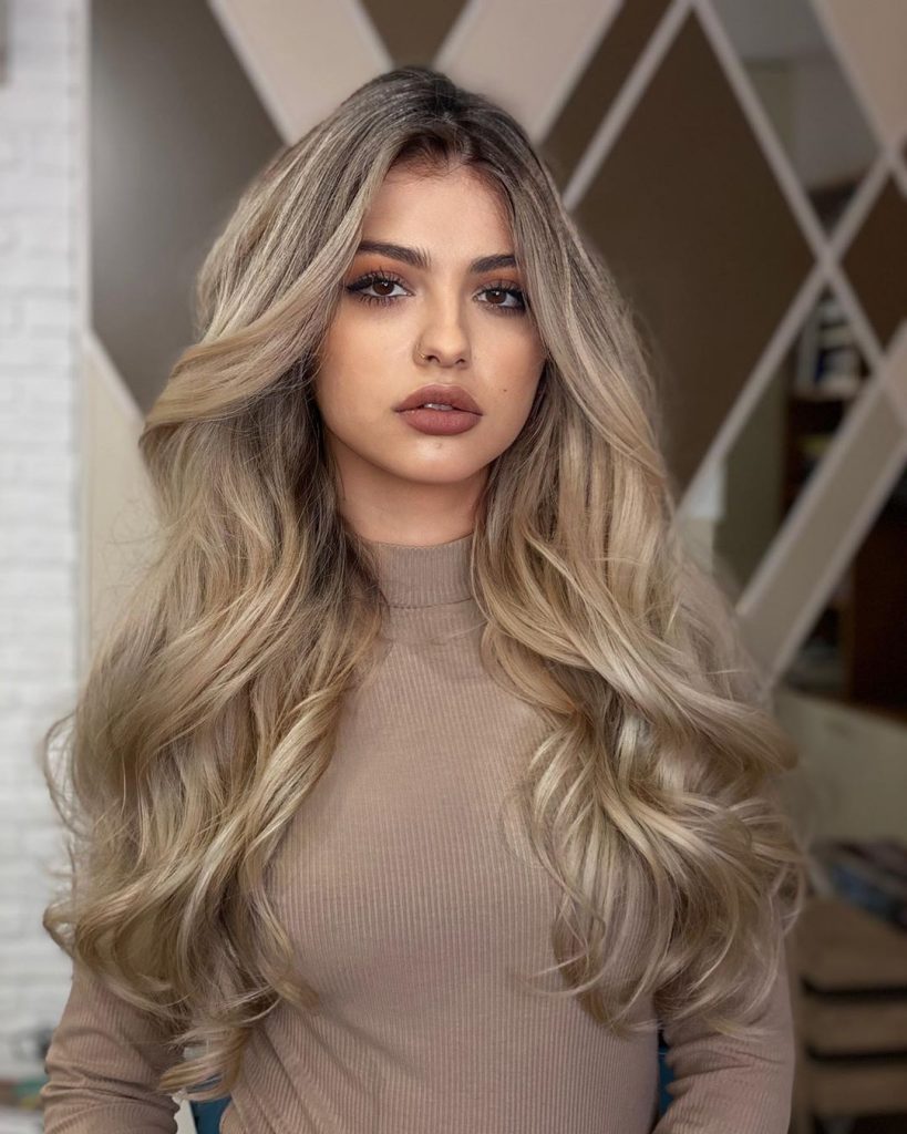 Grey to Golden Blonde Balayage for Wavy Long Hair